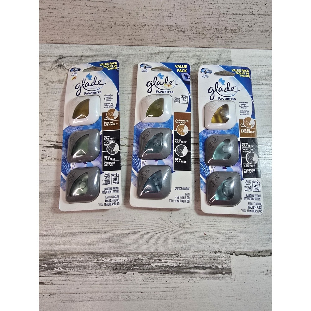 Glade Favorites Car Vent Clip Air Freshener 3 Pack Value Packs 9 Clips Total NEW